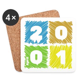 25. Geburtstag Farbige Patches since 04/2001 - Coasters (set of 4) - white - Front