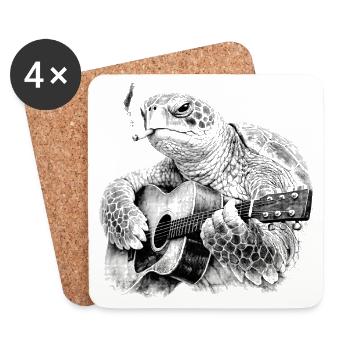 Turtle Blues Gitarrist - Untersetzer (4er-Set) - Weiß - Vorne