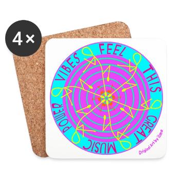 Vibrations musicales - Retro Vinyl Dance - Dessous de verre (lot de 4) - blanc - Devant