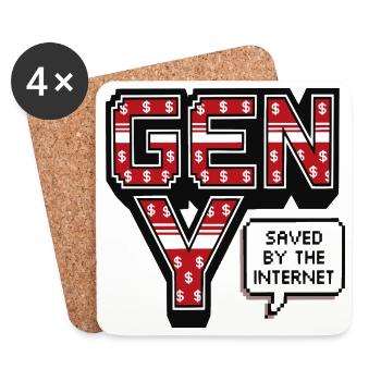 Generation Y, gen Y, Millennials Shirt, Pullover Hoodie - Coasters (set of 4) - white - Front