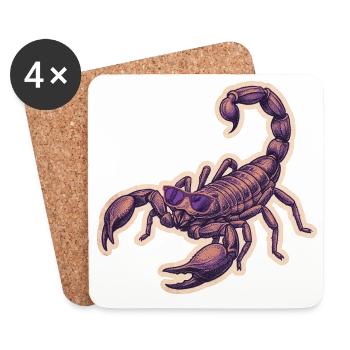 Cool Scorpio With Sunglasses - Coasters (set of 4) - white - Front