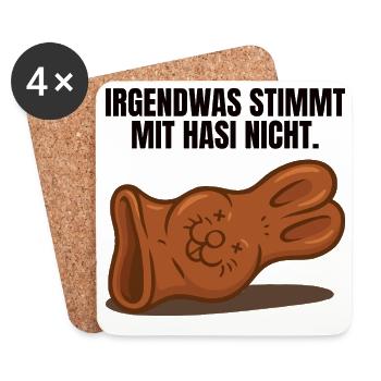 Hasi Ostern Schokohase lustig - Untersetzer (4er-Set) - Weiß - Vorne