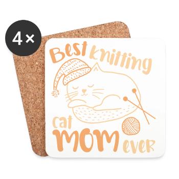 Meilleure maman de chat tricotée de tous les temps - Dessous de verre (lot de 4) - blanc - Devant