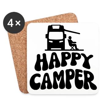 Campeur heureux - Dessous de verre (lot de 4) - blanc - Devant