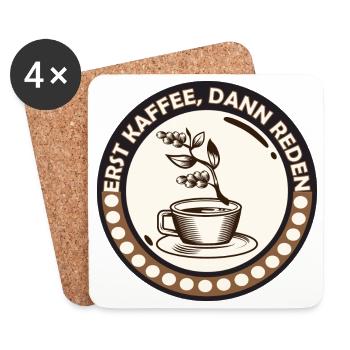 Kaffee zuerst, dann reden - Untersetzer (4er-Set) - Weiß - Vorne
