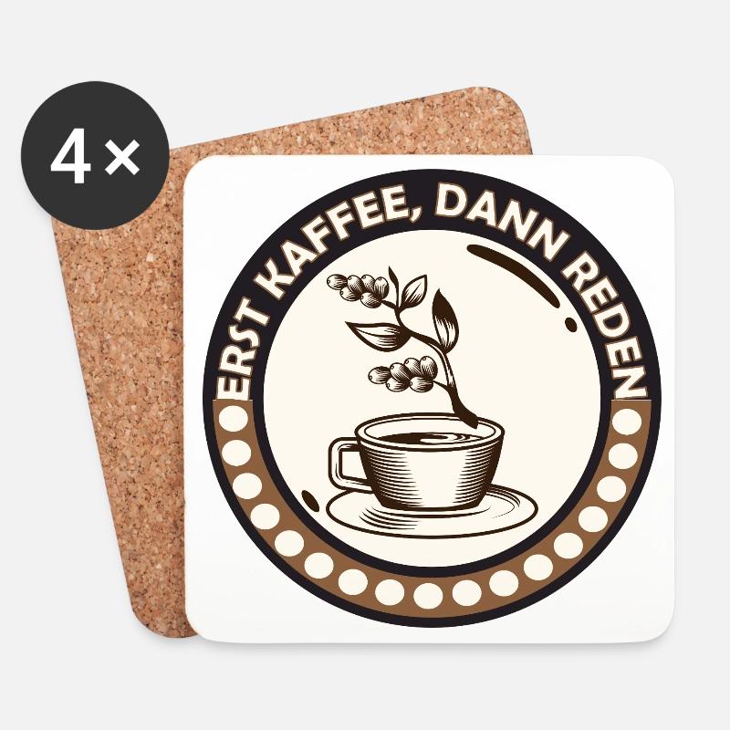 Kaffee zuerst, dann reden - Untersetzer (4er-Set) - Weiß
