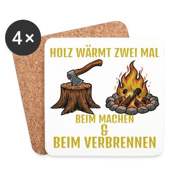 Holz: Machen & Brennen - Untersetzer (4er-Set) - Weiß - Vorne