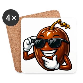 Coole Dattel Cartoon Comic Obst Arabische Frucht - Untersetzer (4er-Set) - Weiß - Vorne