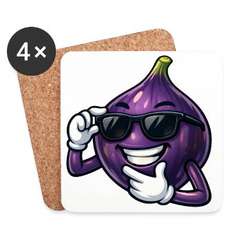 Cool Fig Cartoon Comic Fruit Summer Fruit - Coasters (set of 4) - white - Front
