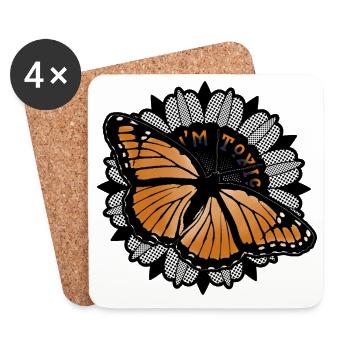 Toxic Beauty – Monarch Butterfly Art  - Coasters (set of 4) - white - Front