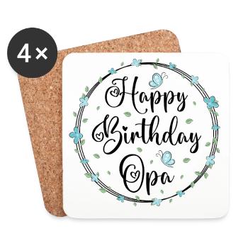 Joyeux anniversaire grand-père - Dessous de verre (lot de 4) - blanc - Devant
