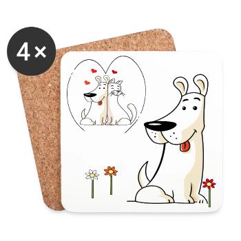 Dog in love - Coasters (set of 4) - white - Front