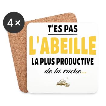 T’es pas l’abeille la plus productive de la ruche - Dessous de verre (lot de 4) - blanc - Devant