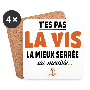 T’es pas la vis la mieux serrée du meuble - Dessous de verre (lot de 4) - blanc - Devant