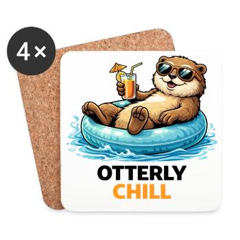 Chill Bear sur Inflatable Paradise - Dessous de verre (lot de 4) - blanc - Devant