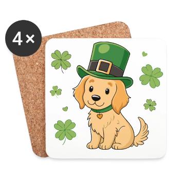 Cute St. Patrick's St. Patrick's Dog Hat Green - Coasters (set of 4) - white - Front