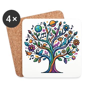 Colorful Tree of Life Music Art Nature Astro Hobbies - Coasters (set of 4) - white - Front