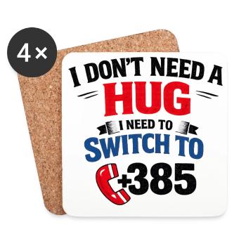 No hug, call number 385 - Coasters (set of 4) - white - Front