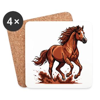 Cheval Alezan arabe Galop Force Équestre Énergie - Dessous de verre (lot de 4) - blanc - Devant