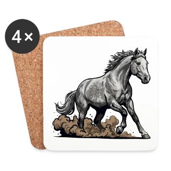 Geflecktes Graues Pferd Galopp Reiter-Rodeo - Untersetzer (4er-Set) - Weiß - Vorne