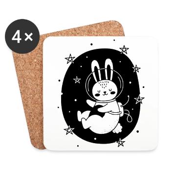Sauter vers la Lune - Dessous de verre (lot de 4) - blanc - Devant