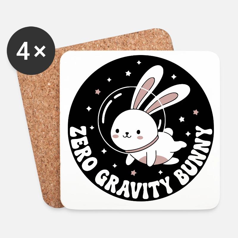 Zero Gravity Bunny - Coasters (set of 4) - white