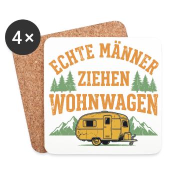 Wohnwagen Humor Shirt für Caravan Fans - Untersetzer (4er-Set) - Weiß - Vorne