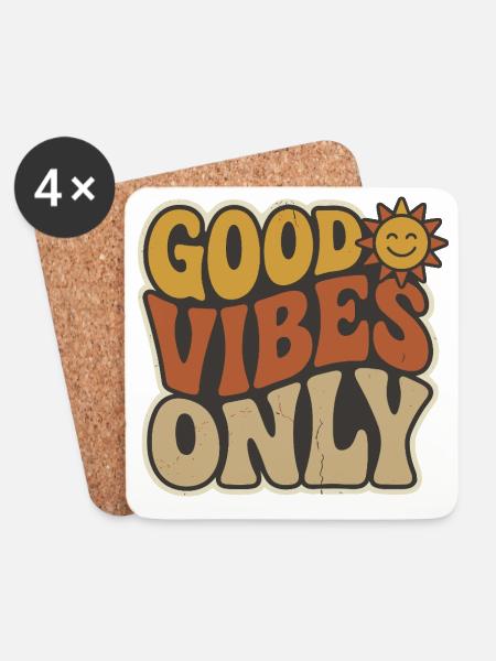  Retro 70s Smiling Sun | Vintage Aesthetic Typogra - Coasters (set of 4) - white