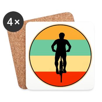 Cyclist Retro Vintage Sunset Bicycle Silhouette - Coasters (set of 4) - white - Front