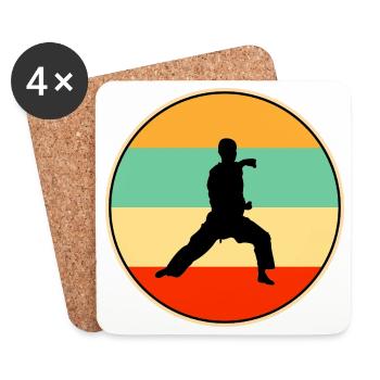 Silhouette rétro Karaté Arts martiaux Sunset - Dessous de verre (lot de 4) - blanc - Devant