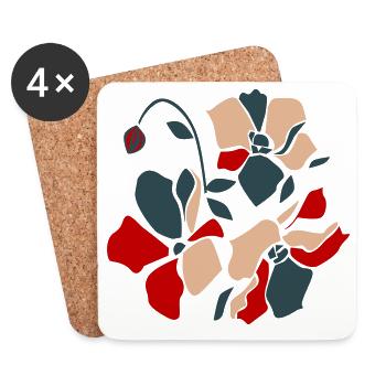 Abstrakte Blume - Untersetzer (4er-Set) - Weiß - Vorne