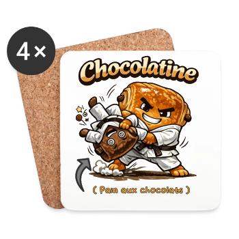 Chocolatine judoka - Dessous de verre (lot de 4) - blanc - Devant