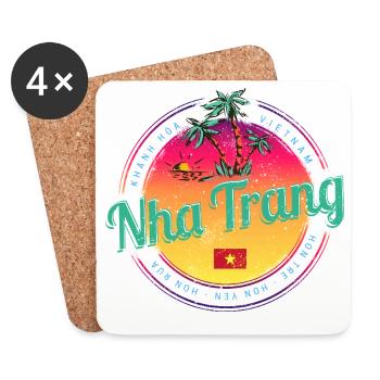 Nha Trang Retro Sonnenuntergang Vietnam Souvenir - Untersetzer (4er-Set) - Weiß - Vorne