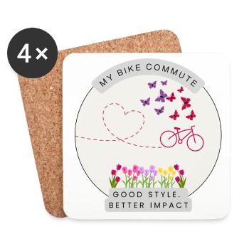 Vélo Chemise de banlieue Vélo papillon fleuri - Dessous de verre (lot de 4) - blanc - Devant
