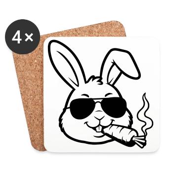 Cool Bunny Glasses Carrot Outline - Coasters (set of 4) - white - Front