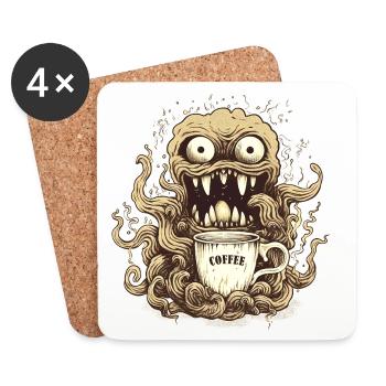 Coffee Monster - Caffeine Zombie - Morning Grouch - Coasters (set of 4) - white - Front