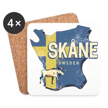 Skane Schweden Provinz Landkarte Vintage Souvenir - Untersetzer (4er-Set) - Weiß - Vorne