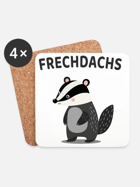 Frechdachs Lustiger Dachs Spruch - Untersetzer (4er-Set) - Weiß