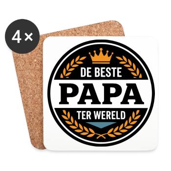 Leuk Vaderdag Shirt, Hoodie Beste Papa - Untersetzer (4er-Set) - Weiß - Vorne