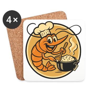 Lobster Chef Cartoon Pot - Coasters (set of 4) - white - Front