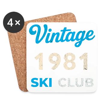 Vintage 1981 – Ski Club Retro Geburtsjahr Geschenk - Untersetzer (4er-Set) - Weiß - Vorne