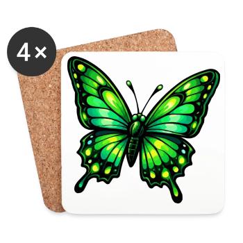 Papillon Vert - Dessous de verre (lot de 4) - blanc - Devant