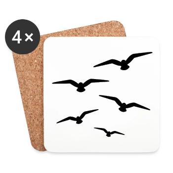 Vogelschwarm - Untersetzer (4er-Set) - Weiß - Vorne
