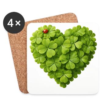 Heart of shamrocks with ladybug - Coasters (set of 4) - white - Front