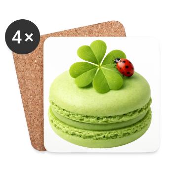 Green macaron with lucky clover - Coasters (set of 4) - white - Front