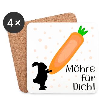 Karotte Möhre Osterhase - Untersetzer (4er-Set) - Weiß - Vorne