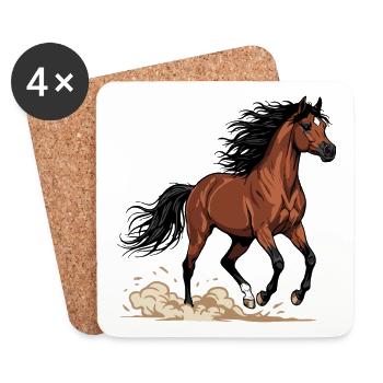Cheval Alezan Arabe Galop Poussière Équestre - Dessous de verre (lot de 4) - blanc - Devant