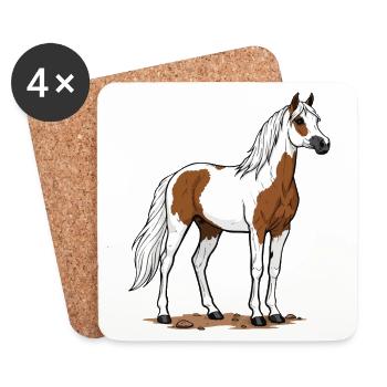 Brown and White Piebald Horse Equestrian Elegance - Coasters (set of 4) - white - Front