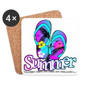 Sommer Flipflop - Untersetzer (4er-Set) - Weiß - Vorne