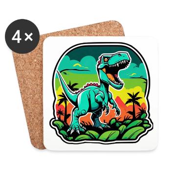 T-Rex Tropical Néon - Dessous de verre (lot de 4) - blanc - Devant